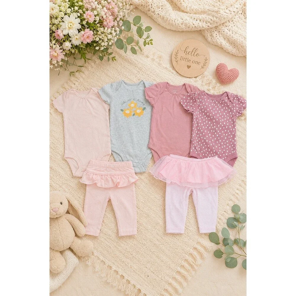 Carter's Baby Girl Outfit Bundle 0-3 Months Multicolor 6-Piece Set